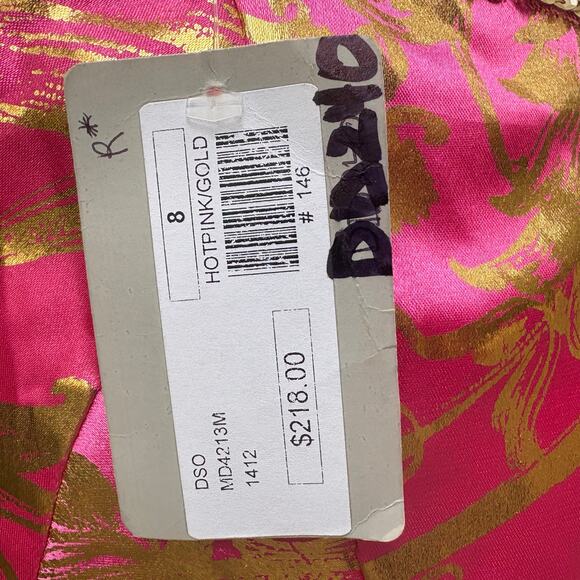 Mac Duggal Cassandra Stone Prom Dress Gown Hot Pink Gold Beaded Metallic Formal - Picture 16 of 16